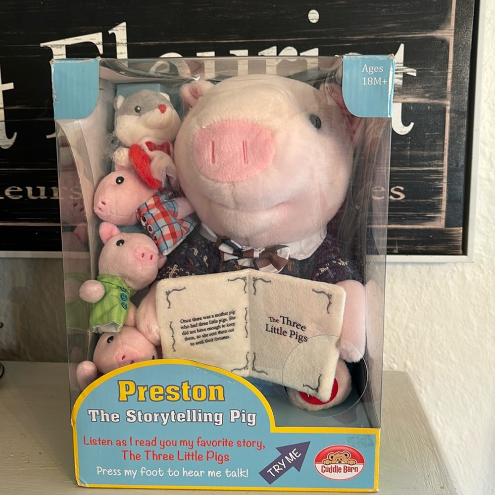 Preston the Storytelling Pig Cute Plush Puppets NIB